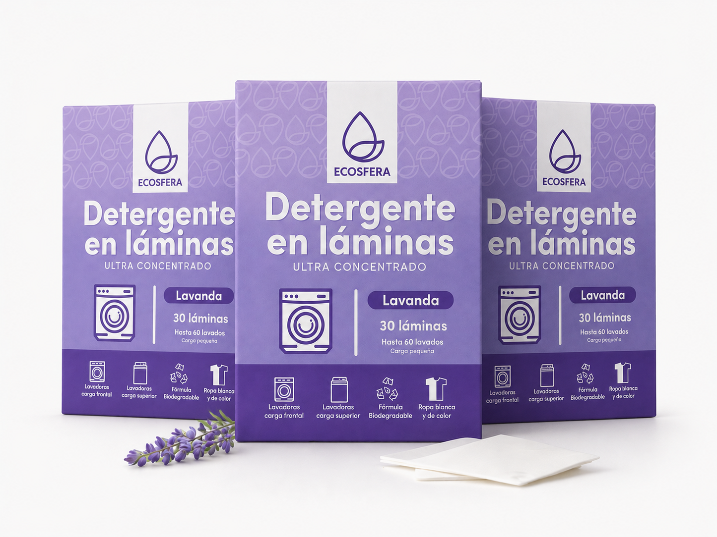 Pack  de 3 Detergente en Láminas Concentrado aroma a Lavanda– 90 Lavados