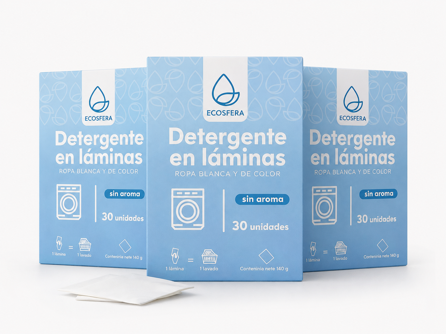 Pack de 3 Detergente en Láminas Concentrado sin Aroma – 90 Lavados