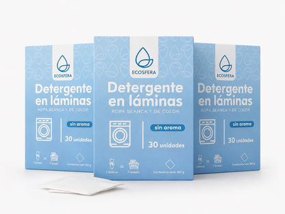 Pack de 3 Detergente en Láminas Concentrado sin Aroma – 90 Lavados