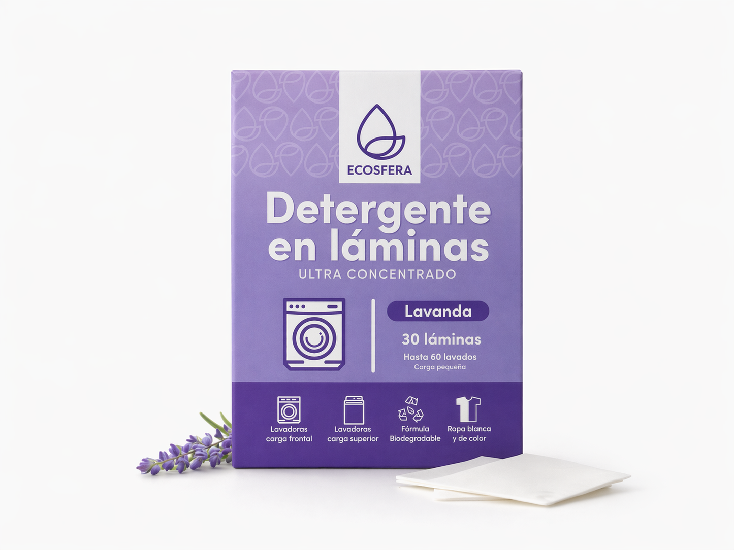 Detergente en Láminas Concentrado aroma a Lavanda– 30 Lavados