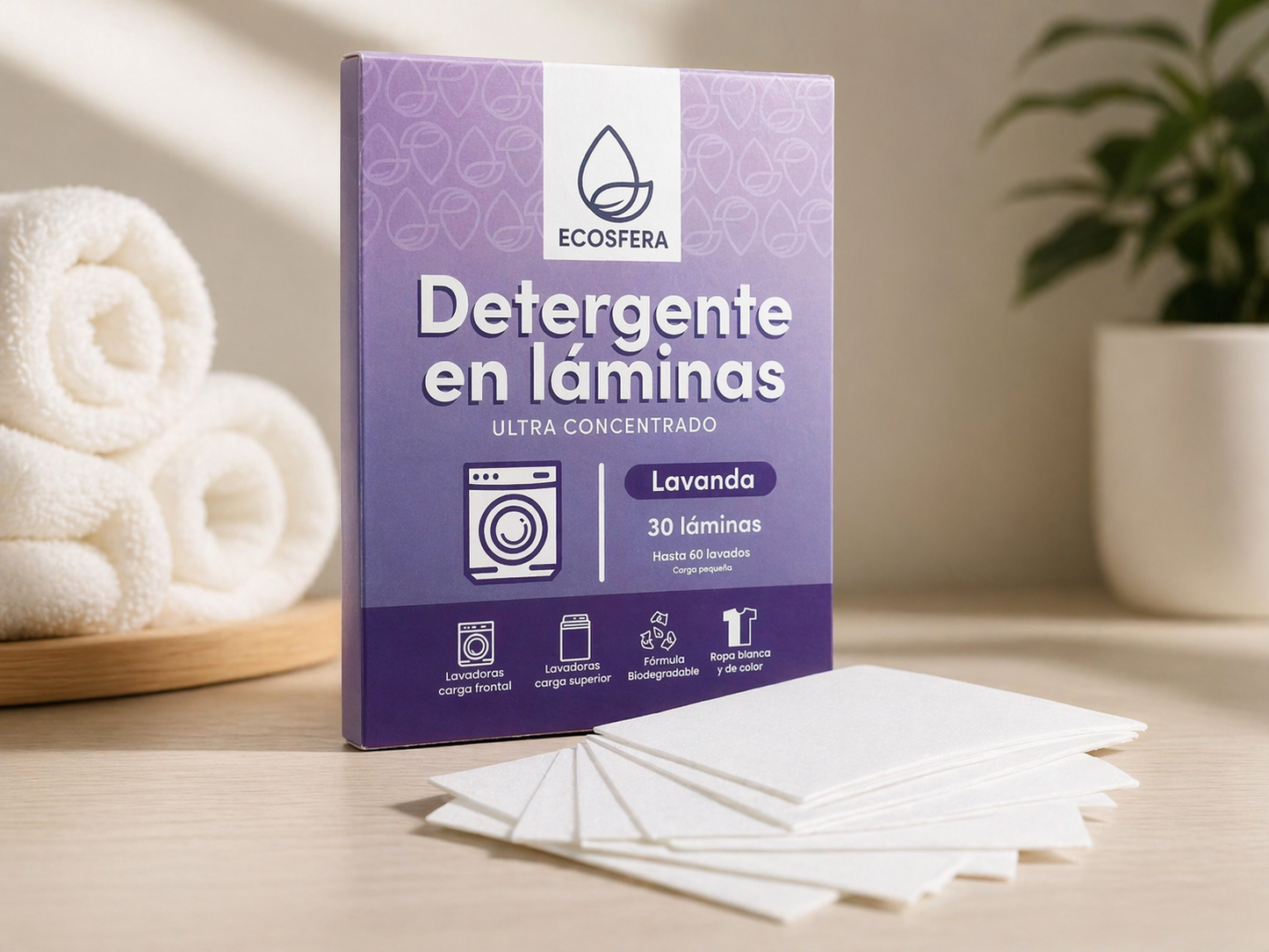 Detergente en Láminas Concentrado aroma a Lavanda– 30 Lavados
