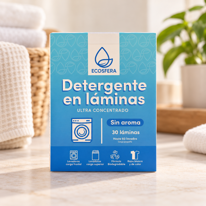 Detergente en láminas Sin Aroma – 30 láminas | Ecosfera